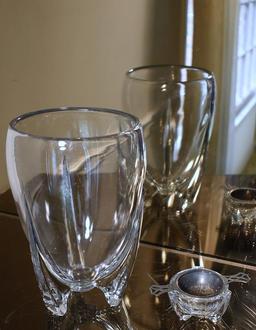 MCM Art Glass Vase and Matching Tea Strainer, Strainer is Sterling Silver
