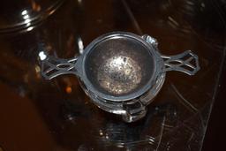 MCM Art Glass Vase and Matching Tea Strainer, Strainer is Sterling Silver