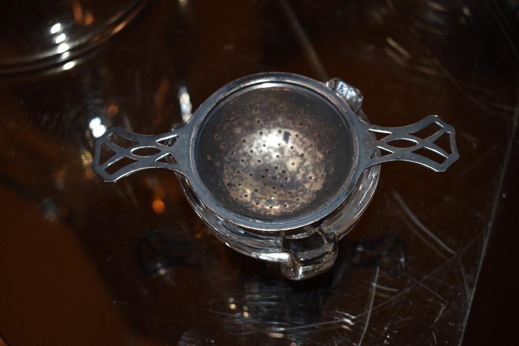 MCM Art Glass Vase and Matching Tea Strainer, Strainer is Sterling Silver