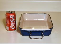 Le Creuset Blue Enamel Medium Baker / Casserole w/ Handles