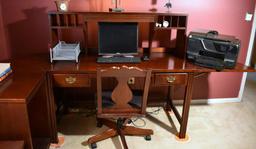 Bassett Furniture Multiple Component Desk / Hutch / Printer Stand / Media Storage, Cherry Finish