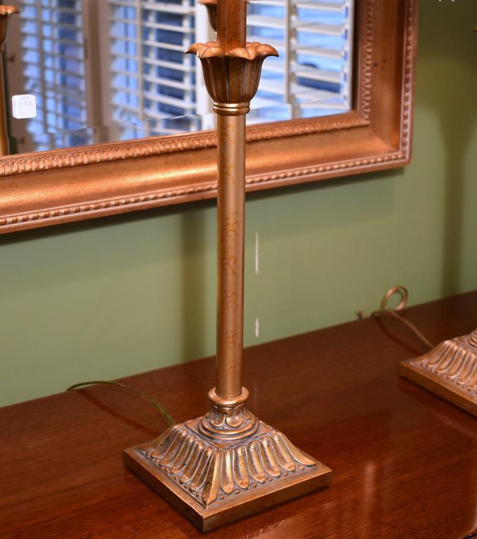 Pair of Gilt Finish Sideboard Lamps