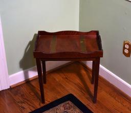 Brass Banded Mahogany Tray Table