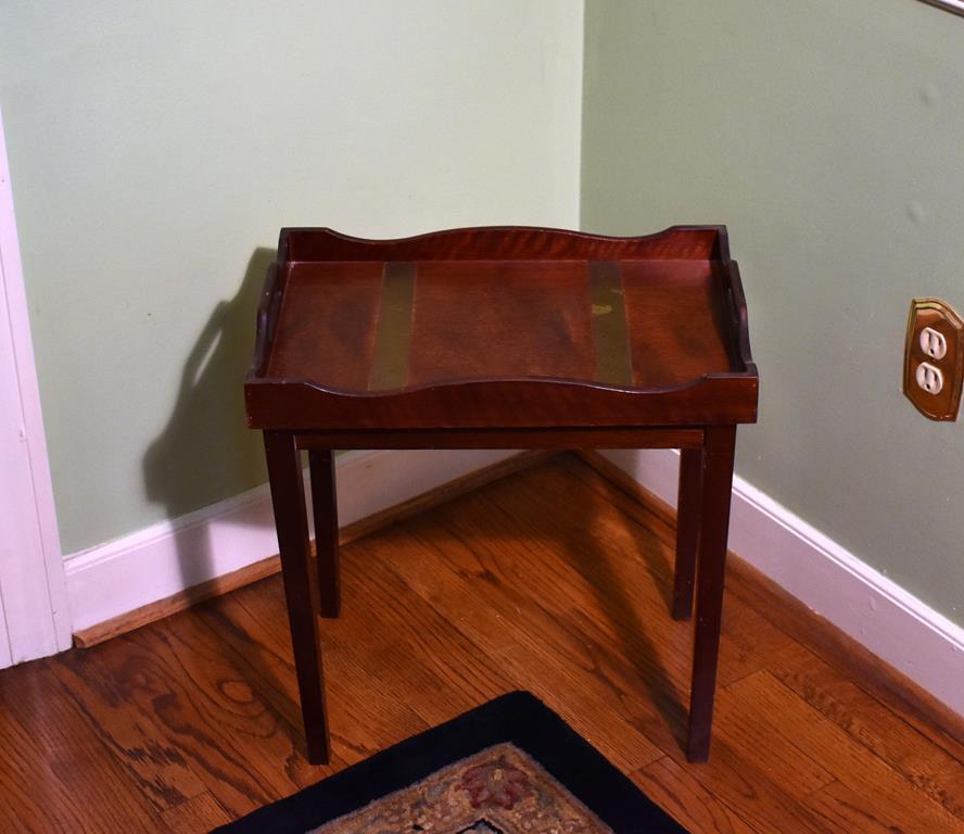 Brass Banded Mahogany Tray Table