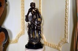 After Emile Bruchon, Bronzed Spelter 19" Statue “L'Instruction”