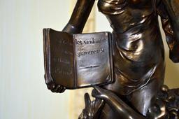 After Emile Bruchon, Bronzed Spelter 19" Statue “L'Instruction”