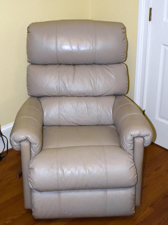 Comfortable and Handsome La-Z-Boy Ivory/Ecru Leather Recliner