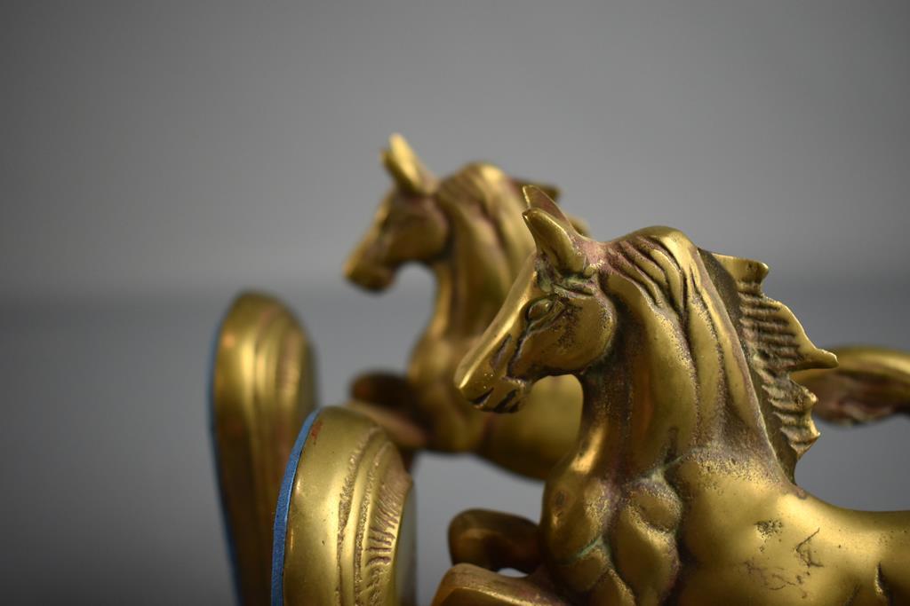Handsome Pair of Vintage Bronze/Brass Rearing Horse Bookends