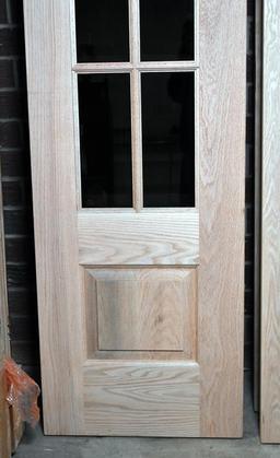 Grand Openings, Inc. Custom Red Oak Door Set w/ Hinges, Safety Tempered Tinted Glass