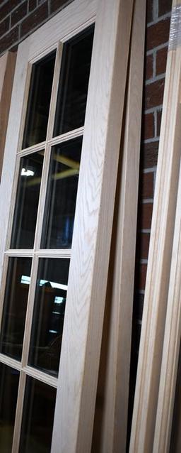 Grand Openings, Inc. Custom Red Oak Door Set w/ Hinges, Safety Tempered Tinted Glass