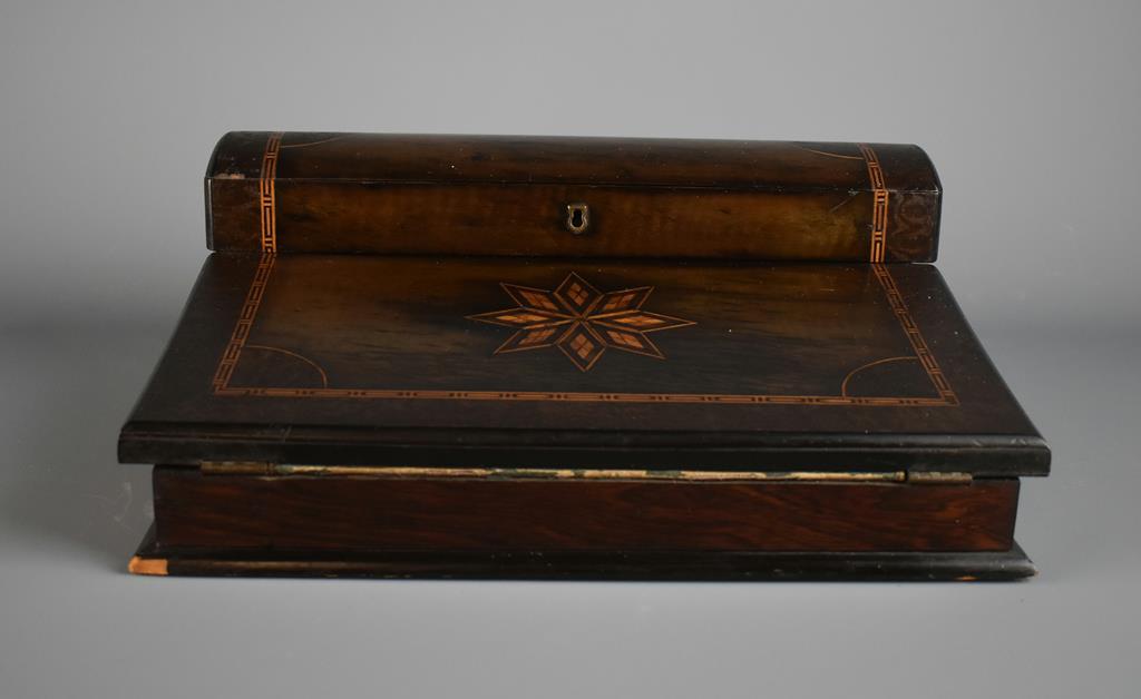 Antique Satinwood Inlaid Walnut Writing Slope