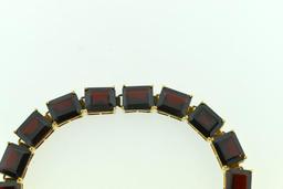 10K Gold and Garnet 8.5” Link Bracelet