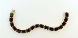10K Gold and Garnet 8.5” Link Bracelet