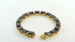 10K Gold and Garnet 8.5” Link Bracelet