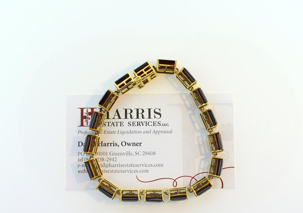 10K Gold and Garnet 8.5” Link Bracelet