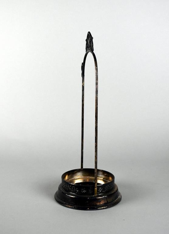 Antique Silver Plate Pickle Castor Jar Frame with Tongs and Glass Jar
