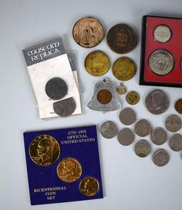 Lot of Misc. Coins: 1977 US Proof Set, 1976 Bicent. Set, 1959-1964 Paperweight Set, Old US Nickels..
