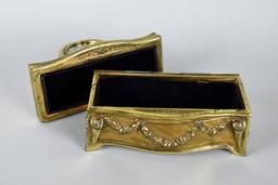 USA Made Gilt Case Vanity Clock & Box