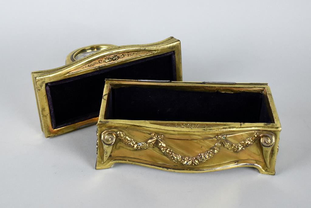 USA Made Gilt Case Vanity Clock & Box