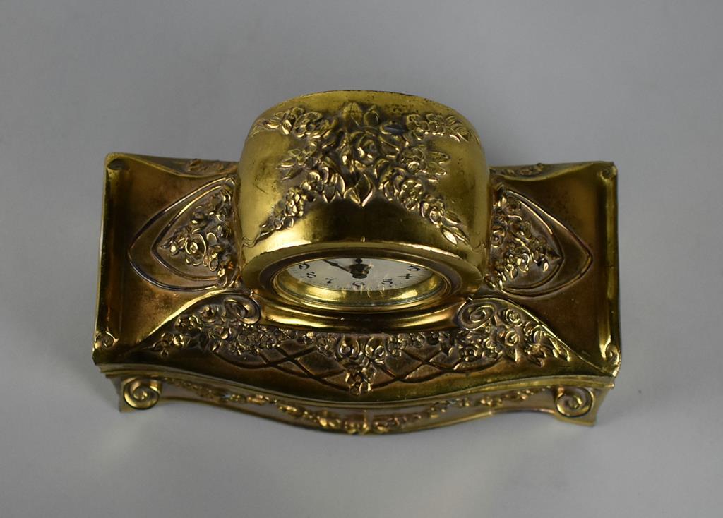 USA Made Gilt Case Vanity Clock & Box