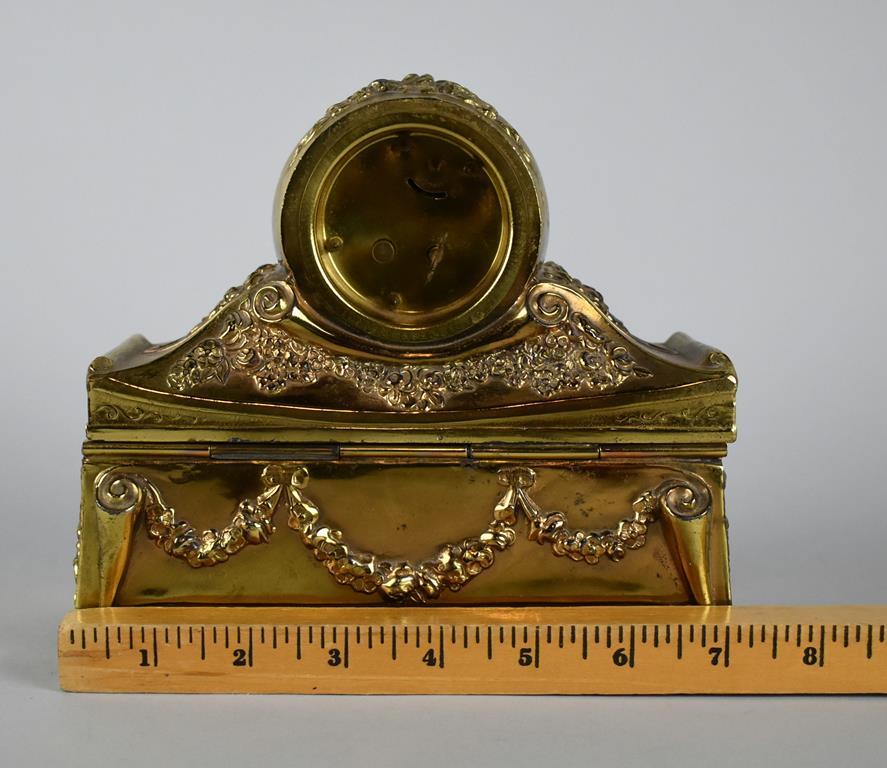 USA Made Gilt Case Vanity Clock & Box