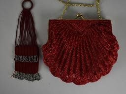 Lot of Three Vintage Red Beaded Purses: Regale & Others
