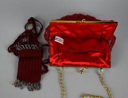Lot of Three Vintage Red Beaded Purses: Regale & Others