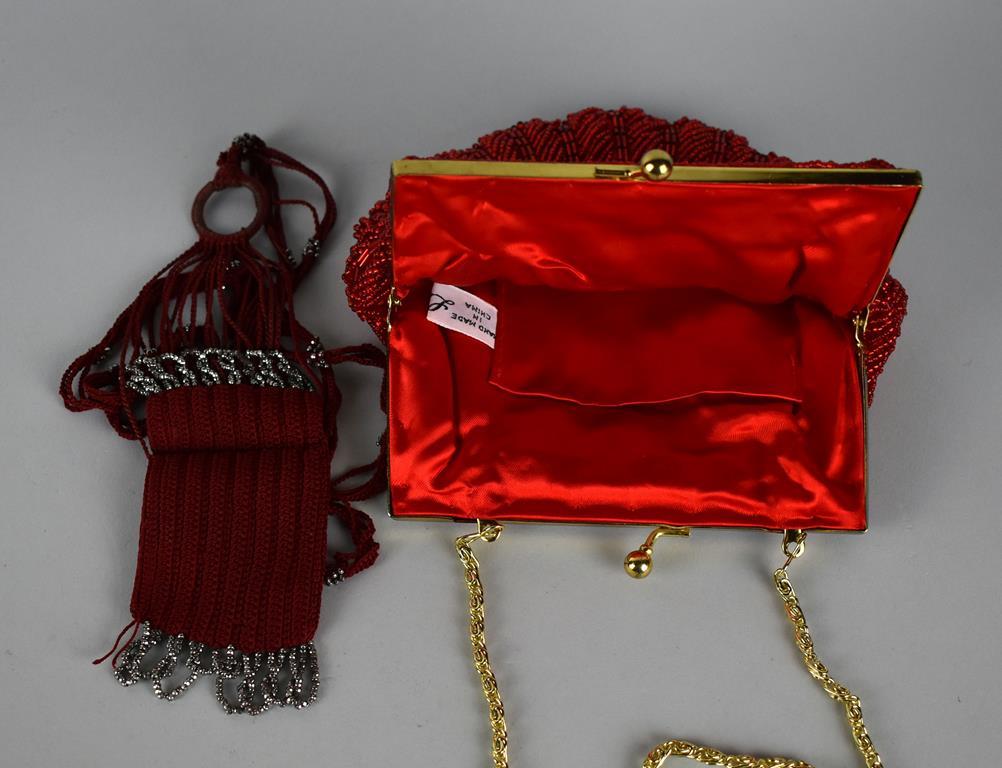Lot of Three Vintage Red Beaded Purses: Regale & Others