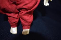 Vintage Hubao 10” Doll in Overalls & Cap