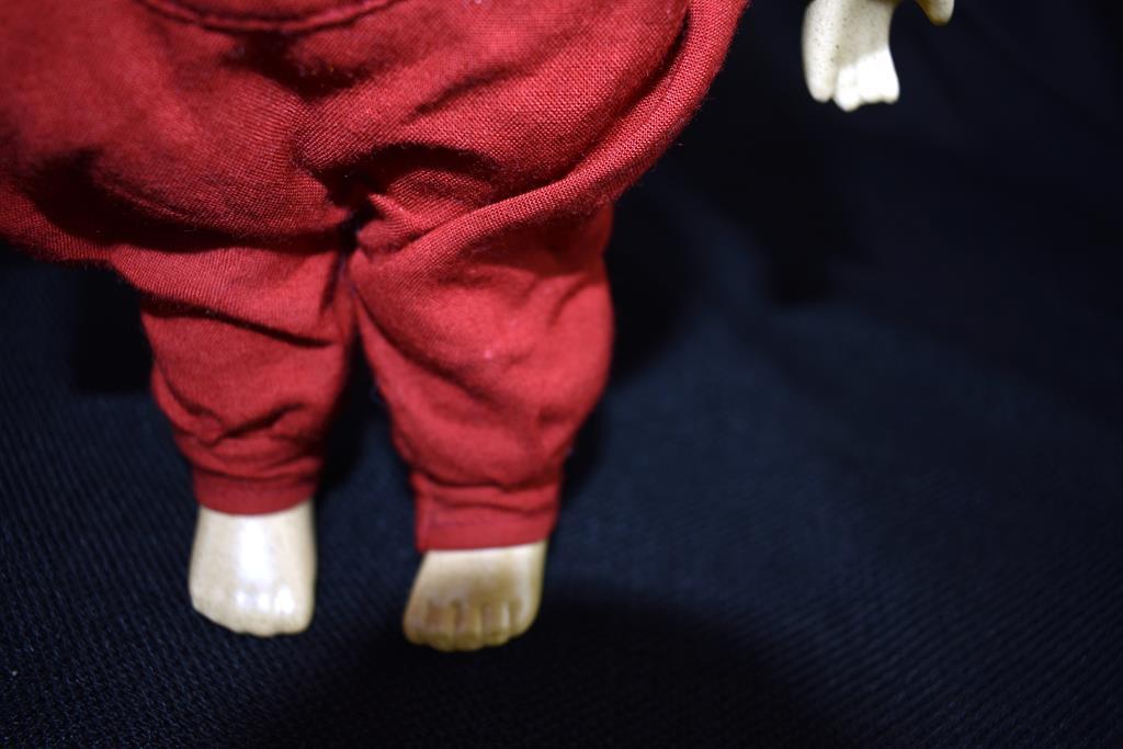 Vintage Hubao 10” Doll in Overalls & Cap
