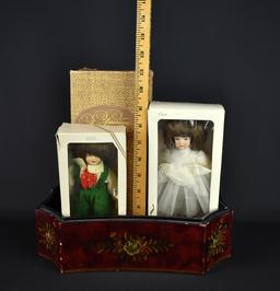 Lot of Four Porcelain Dolls in Decorative Box: Gorham, Avon, & Other