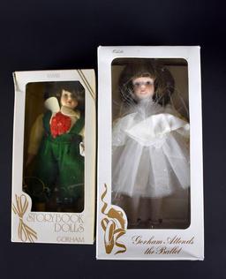 Lot of Four Porcelain Dolls in Decorative Box: Gorham, Avon, & Other