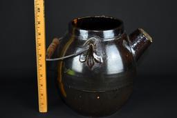 Antique Albany Slip Glazed Stoneware Water Pitcher