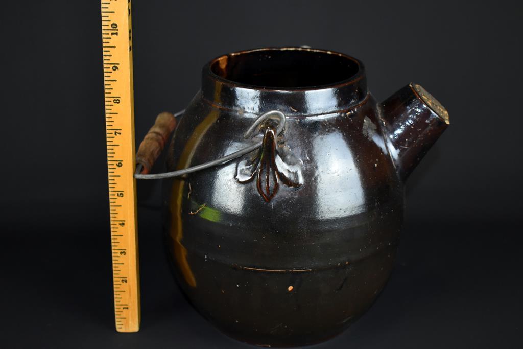 Antique Albany Slip Glazed Stoneware Water Pitcher