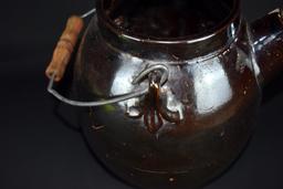 Antique Albany Slip Glazed Stoneware Water Pitcher