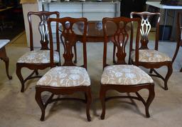 Set of 4 Queen Anne Style Mahogany Side Dining Chairs with Pierced Splats
