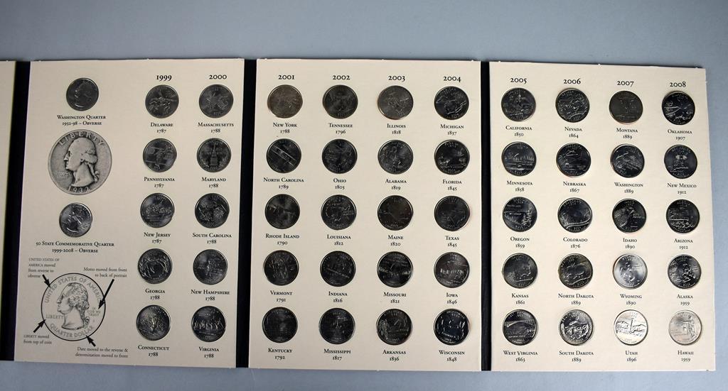 Filled Fifty State Commemorative Uncirculated Quarters 1999-2008 Collector's Folder III