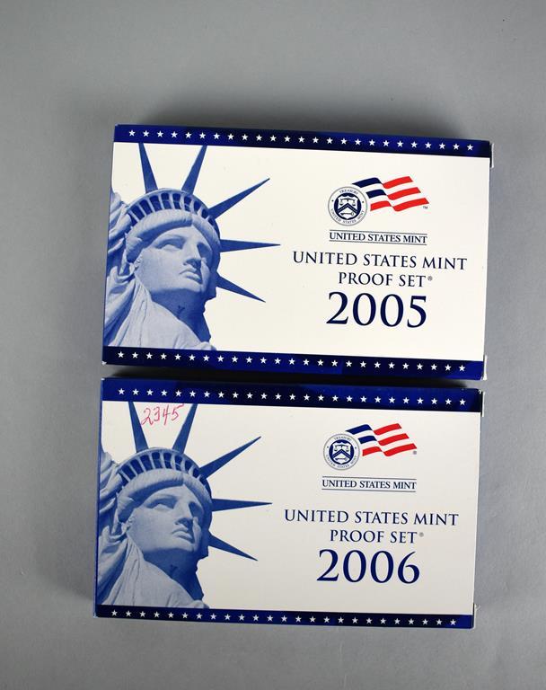 Four-2000s US Mint Proof Sets: 2005, 2006, 2007, 2009