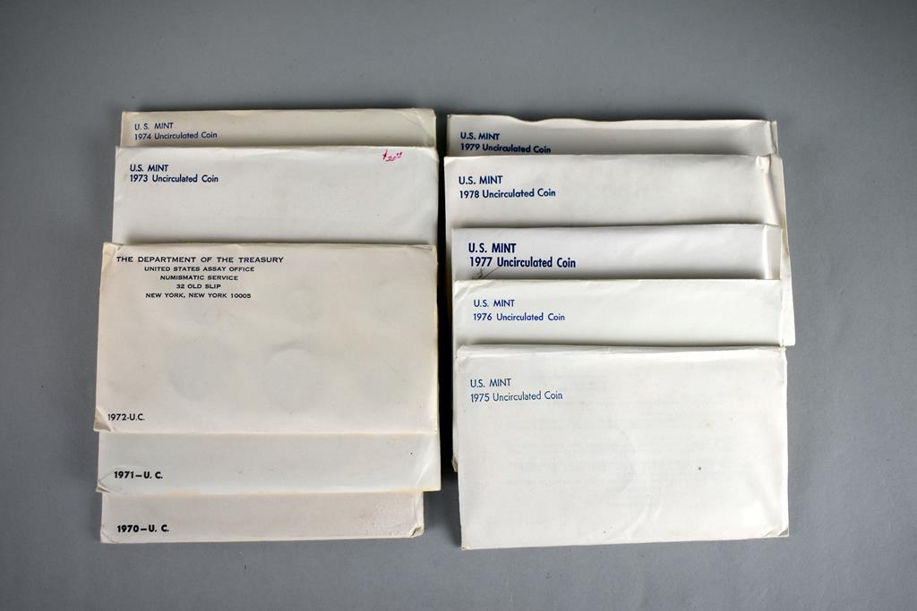 Ten Philadelphia & Denver Mints Uncirculated Coin Sets: 1970-1979, Lot 153