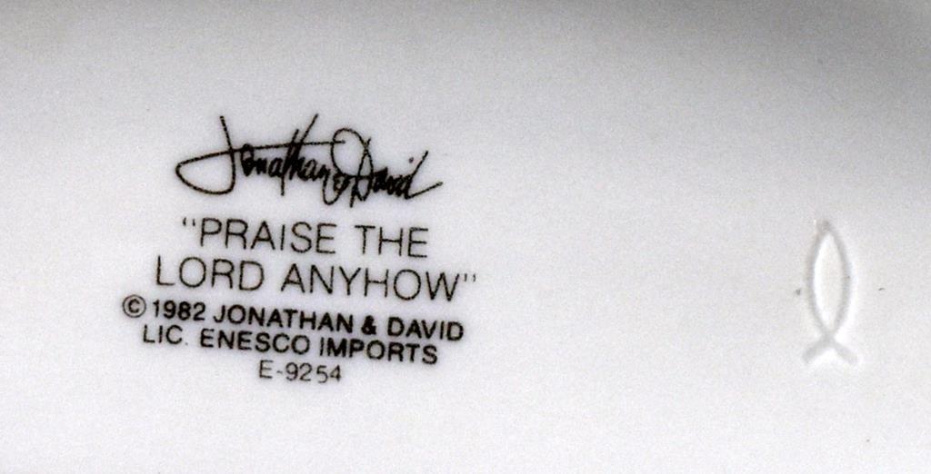 Jonathan David Figurine “Praise the Lord Anyhow” 1982 with Box
