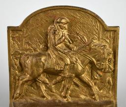 Pair of Cast Metal Bookends with George Washington at Valley Forge Scenes (Hubley?)