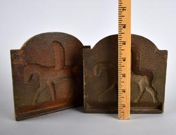 Pair of Cast Metal Bookends with George Washington at Valley Forge Scenes (Hubley?)