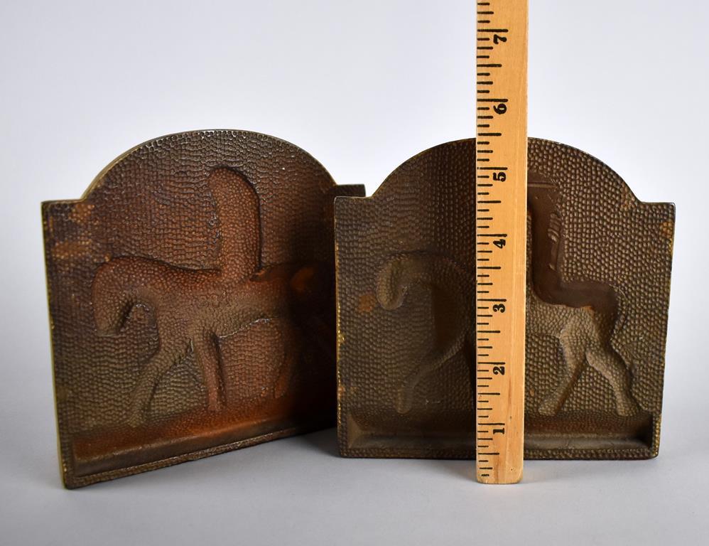 Pair of Cast Metal Bookends with George Washington at Valley Forge Scenes (Hubley?)