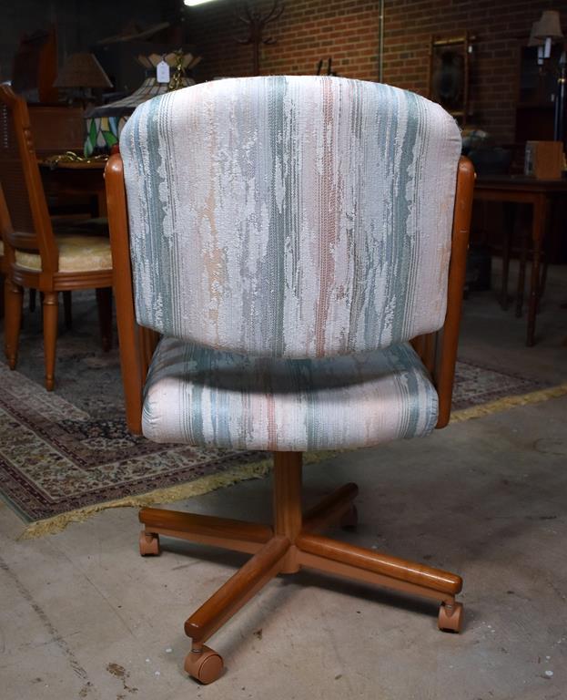 Set of 4 Upholstered Oak Frame Dining Chairs on Caster Feet