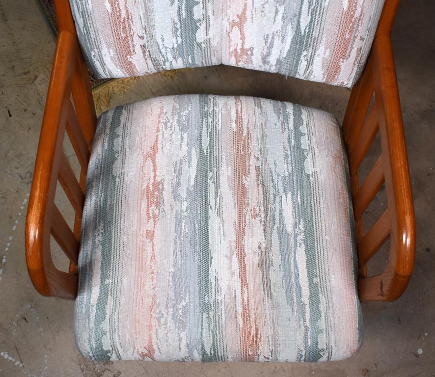 Set of 4 Upholstered Oak Frame Dining Chairs on Caster Feet