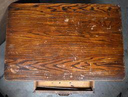 Antique Oak Library Table / Small Desk with Barley Twist Legs