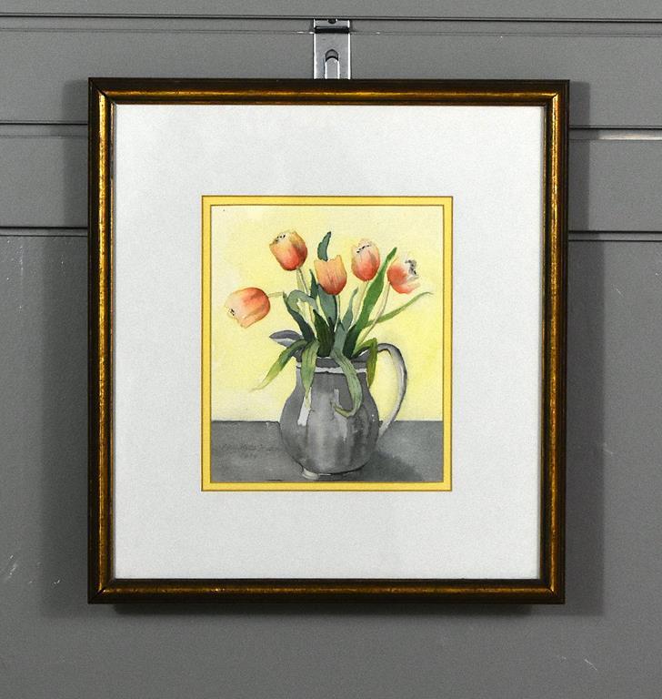 Kay Mills Kuhn (XX) Still Life of Tulips, Watercolor on Paper, Signed Lower Left