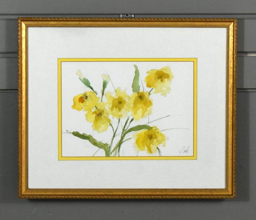 Jean Lay Sauls (Georgia, 1921-2011) Still Life of Daffodils, Watercolor on Paper, Signed Lower Right