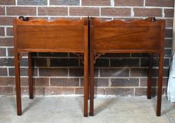 Pair of Vintage Federal Style Mahogany Nightstand Tables