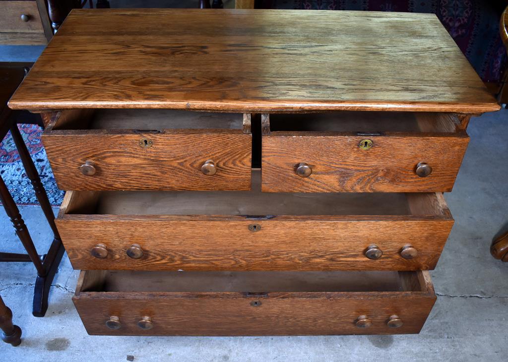 Early 20th C. Four-Drawer Oak Chest